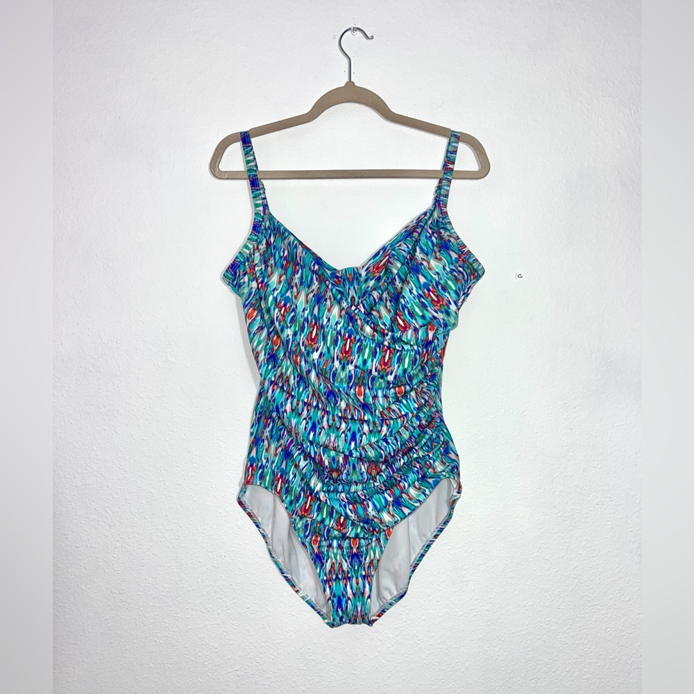 Jantzen‎ Soft Shirred Tummy Control One Piece Swim Plus Size 18